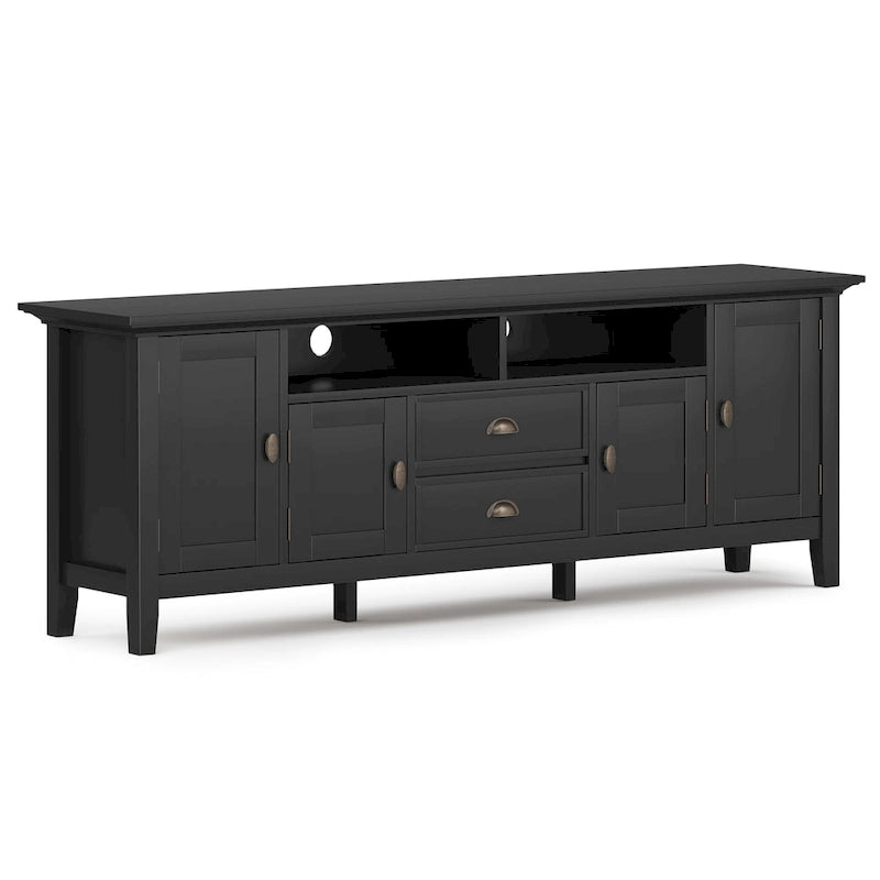WYNDENHALL Mansfield SOLID WOOD 72 inch Wide Transitional TV Media Stand For TVs up to 80 inches - 72  W x 16.5  D x 26  H