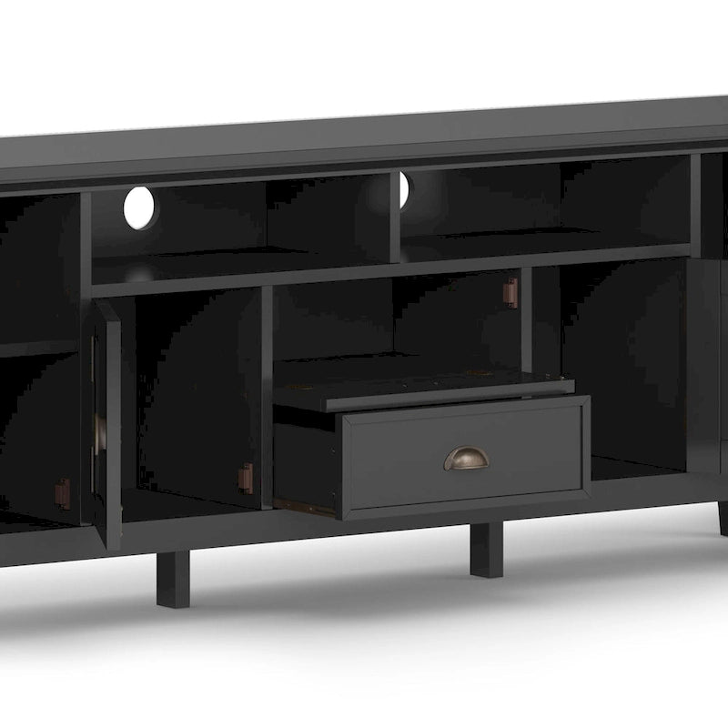 WYNDENHALL Mansfield SOLID WOOD 72 inch Wide Transitional TV Media Stand For TVs up to 80 inches - 72  W x 16.5  D x 26  H