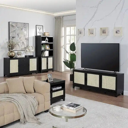 Manhattan Comfort Sheridan 62.99 In. Modern Cane Media Cabinet Console