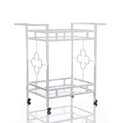 Foroka Contemporary Chrome 2-Shelf Serving Cart with Casters by Furniture of America