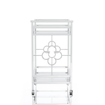 Foroka Contemporary Chrome 2-Shelf Serving Cart with Casters by Furniture of America