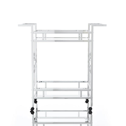 Foroka Contemporary Chrome 2-Shelf Serving Cart with Casters by Furniture of America