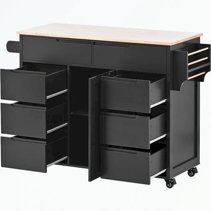 Kitchen Cart with Rubber Wood Countertop