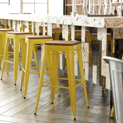 Indoor/Outdoor Backless Bar Stool with Poly Resin Seat