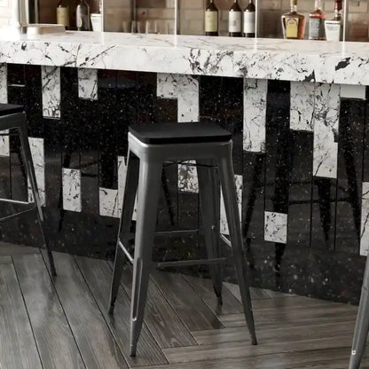 Indoor/Outdoor Backless Bar Stool with Poly Resin Seat