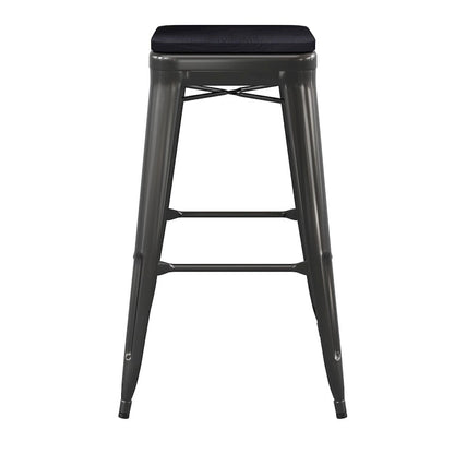 Indoor/Outdoor Backless Bar Stool with Poly Resin Seat