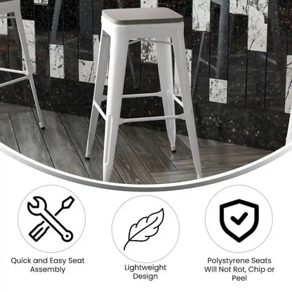 Indoor/Outdoor Backless Bar Stool with Poly Resin Seat