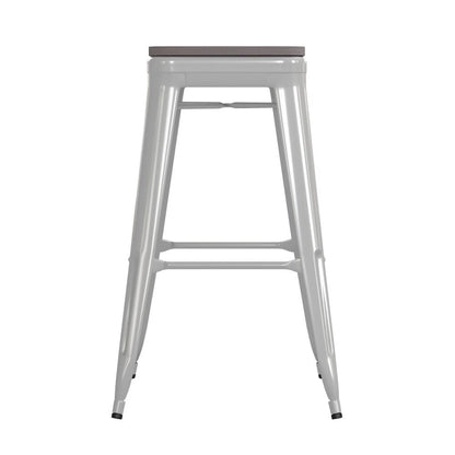 Indoor/Outdoor Backless Bar Stool with Poly Resin Seat