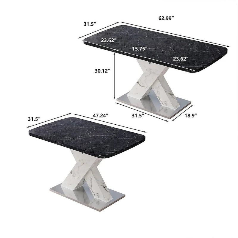 Modern 47.24 -62.99  L Marble Square Dining Table
