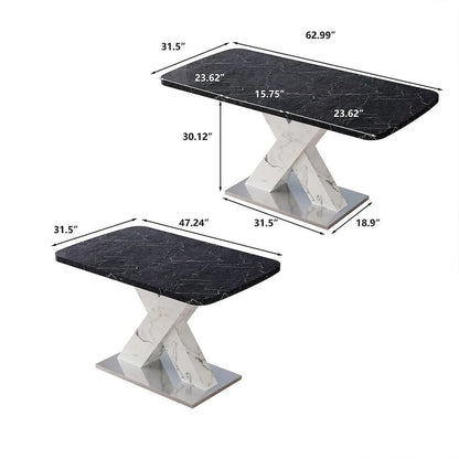 Modern 47.24 -62.99  L Marble Square Dining Table