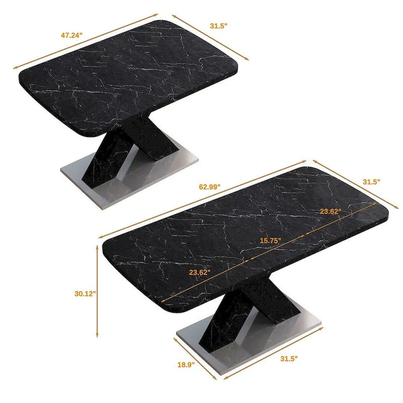 Modern 47.24 -62.99  L Marble Square Dining Table