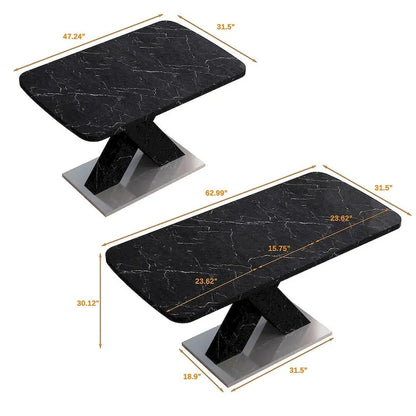 Modern 47.24 -62.99  L Marble Square Dining Table