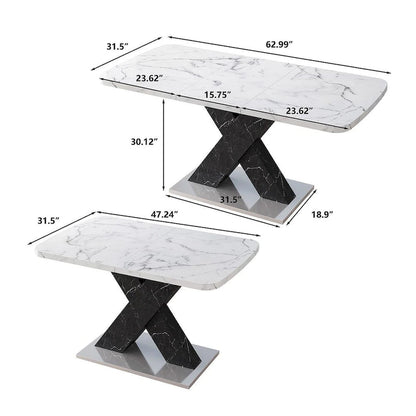 Modern 47.24 -62.99  L Marble Square Dining Table