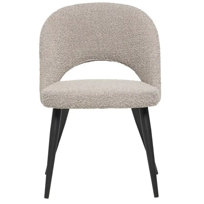 Boucle Upholstered Dining Chair - Beige, Mid-Century Style