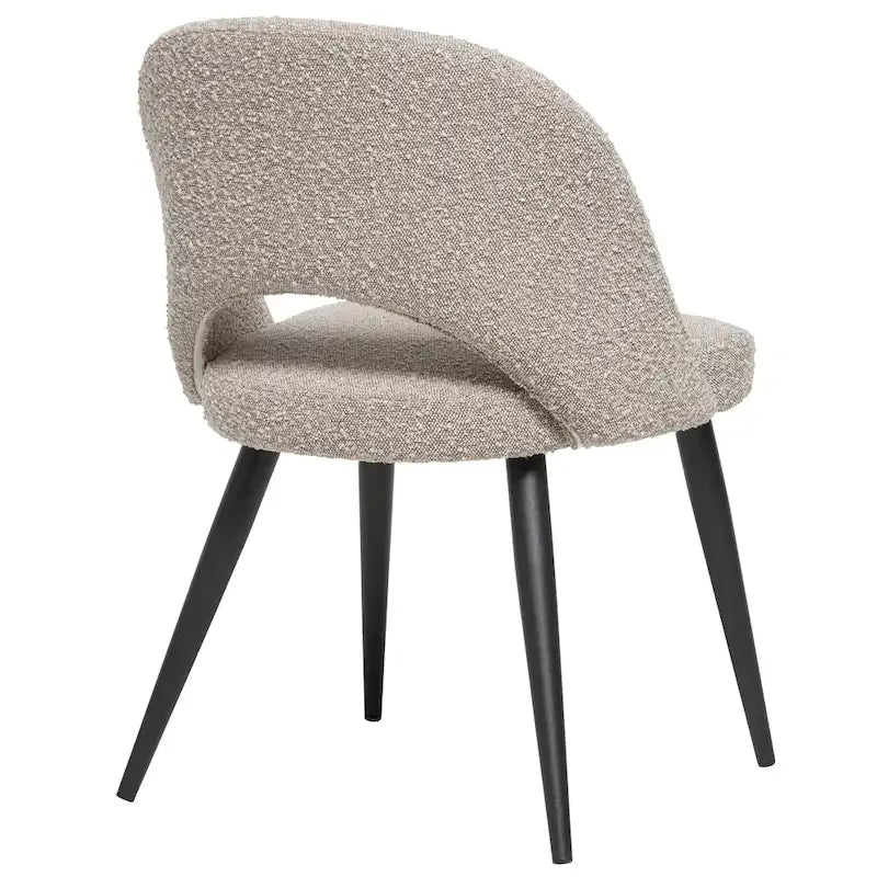 Boucle Upholstered Dining Chair - Beige, Mid-Century Style