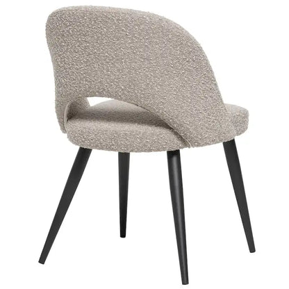 Boucle Upholstered Dining Chair - Beige, Mid-Century Style