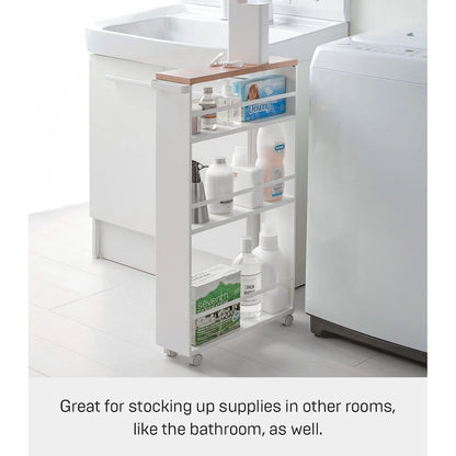 Yamazaki Home Slim Storage Cart, Steel, Holds 26.4 lbs, Minimal Assembly - L 18.7 x W 5.12 x H 31.69 inches