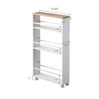 Yamazaki Home Slim Storage Cart, Steel, Holds 26.4 lbs, Minimal Assembly - L 18.7 x W 5.12 x H 31.69 inches