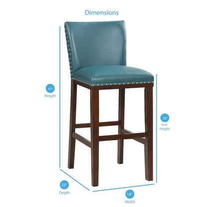 Toledo Wood and Faux Leather Bar Stools (Set of 2) by Greyson Living