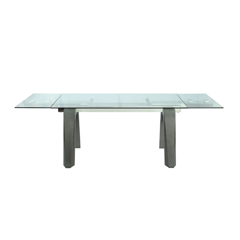 Somette Modern Dining Set with Extendable Glass Table & 2-Tone Chairs