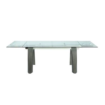 Somette Modern Dining Set with Extendable Glass Table & 2-Tone Chairs