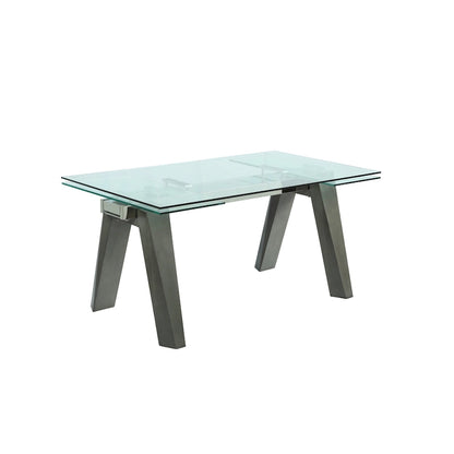 Somette Modern Dining Set with Extendable Glass Table & 2-Tone Chairs
