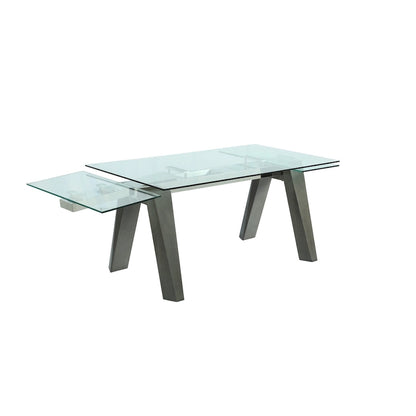 Somette Modern Dining Set with Extendable Glass Table & 2-Tone Chairs