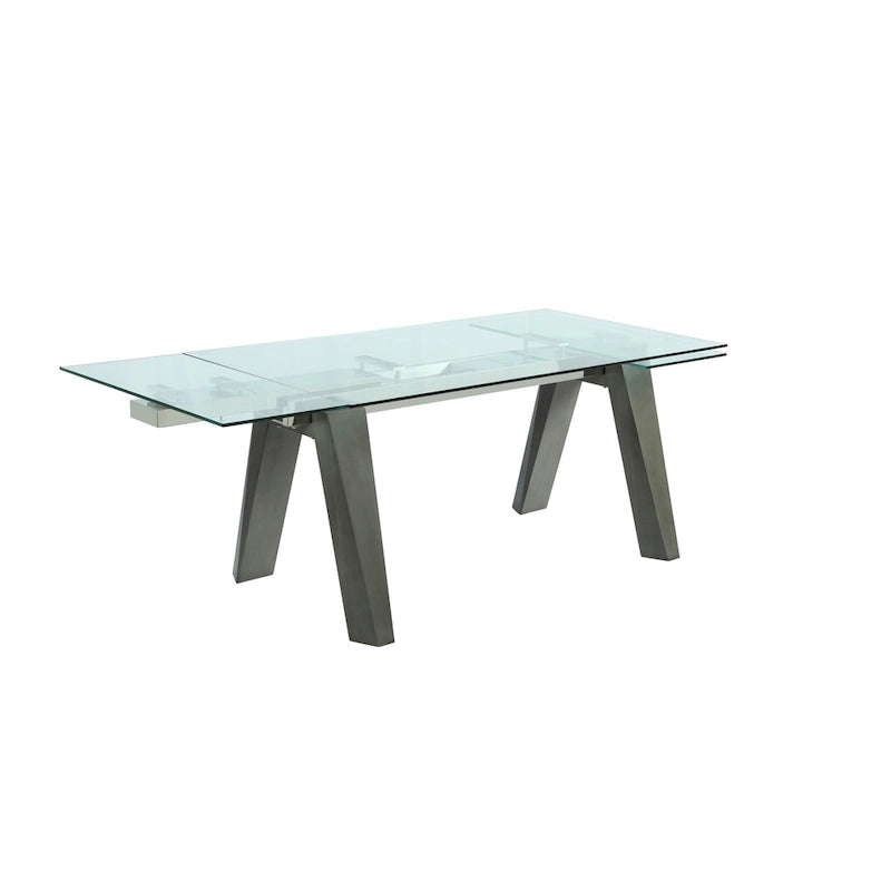 Somette Modern Dining Set with Extendable Glass Table & 2-Tone Chairs