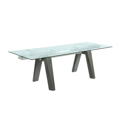 Somette Modern Dining Set with Extendable Glass Table & 2-Tone Chairs