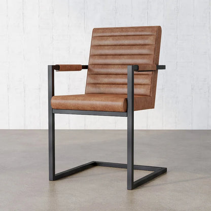 Brown Upholstered Dining Chairs with Sled Base - Set of 2