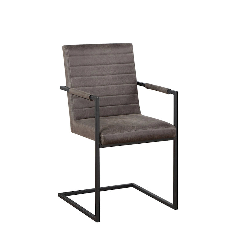 Brown Upholstered Dining Chairs with Sled Base - Set of 2
