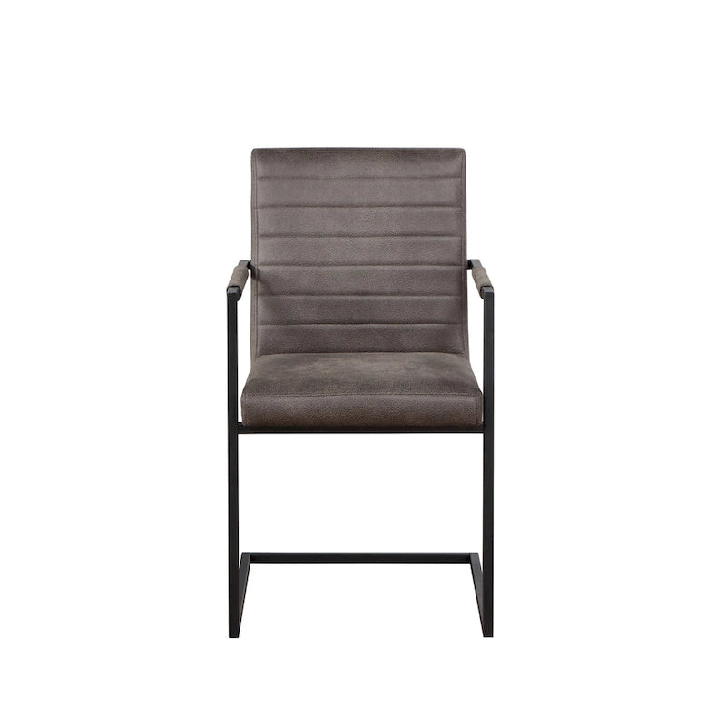 Brown Upholstered Dining Chairs with Sled Base - Set of 2