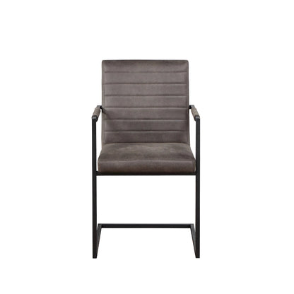 Brown Upholstered Dining Chairs with Sled Base - Set of 2