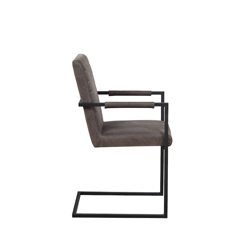 Brown Upholstered Dining Chairs with Sled Base - Set of 2