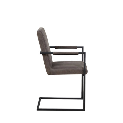 Brown Upholstered Dining Chairs with Sled Base - Set of 2