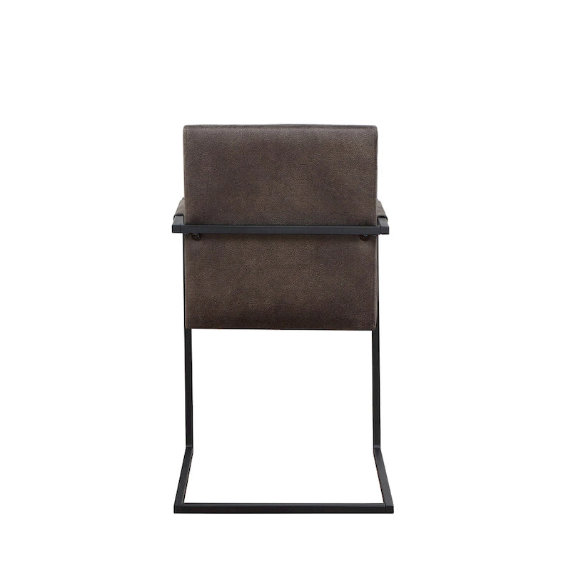 Brown Upholstered Dining Chairs with Sled Base - Set of 2