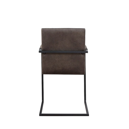 Brown Upholstered Dining Chairs with Sled Base - Set of 2