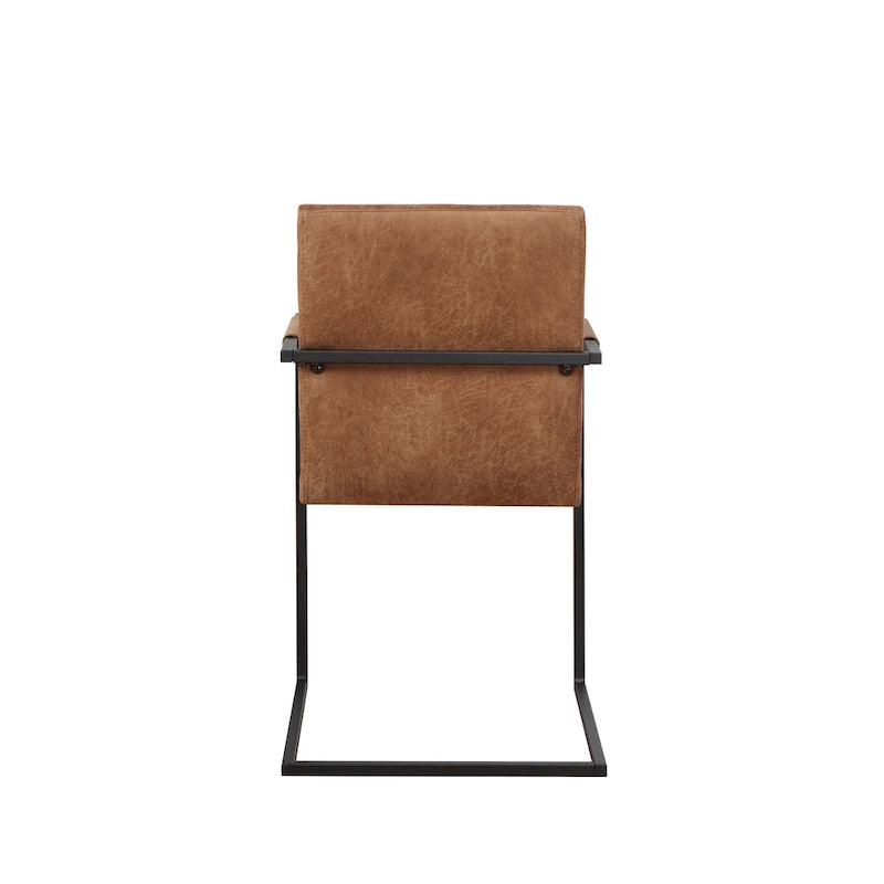 Brown Upholstered Dining Chairs with Sled Base - Set of 2