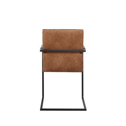 Brown Upholstered Dining Chairs with Sled Base - Set of 2