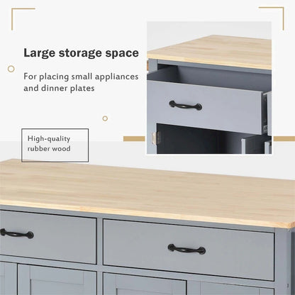 Kitchen Island Cart with Solid Wood Top and Locking Wheels