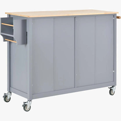 Kitchen Island Cart with Solid Wood Top and Locking Wheels