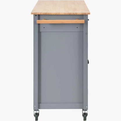Kitchen Island Cart with Solid Wood Top and Locking Wheels