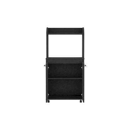 2-Tier Kitchen Island Cart, Rolling Microwave Oven Stand with Open Shelf and Double Door Cabinet