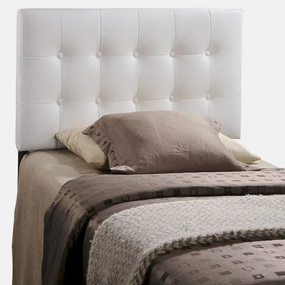 Heritage Stylish White Upholstered Twin Size Headboard