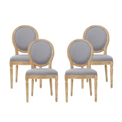 Natural Wood Upholstered Dining Chairs - Set of 4