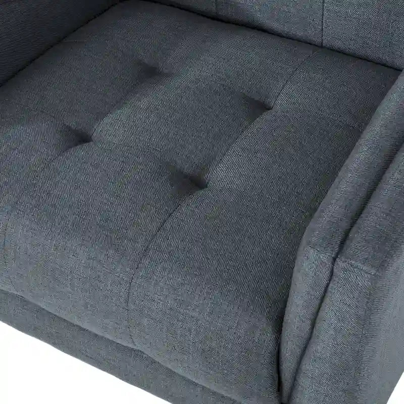 Boucle Upholstered Swivel Chair with Matte Black Base and 360-Degree Rotation