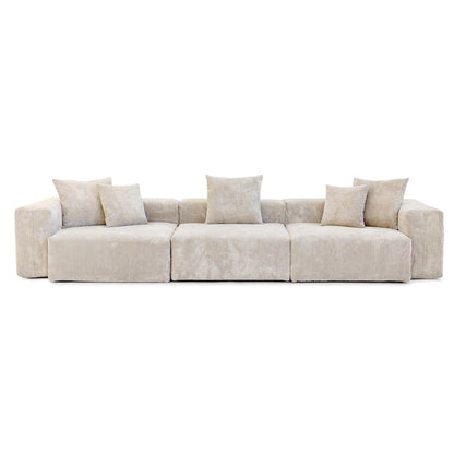 Brown Corduroy 3-Seater Sectional Sofa 143 inch