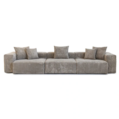 Brown Corduroy 3-Seater Sectional Sofa 143 inch