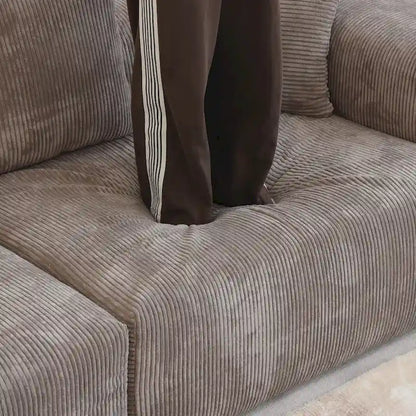 Brown Corduroy 3-Seater Sectional Sofa 143 inch