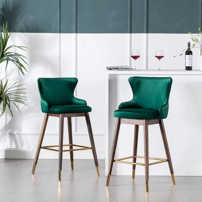 Roundhill Furniture Leland Fabric Upholstered Wingback Bar Stools (Set of 2)